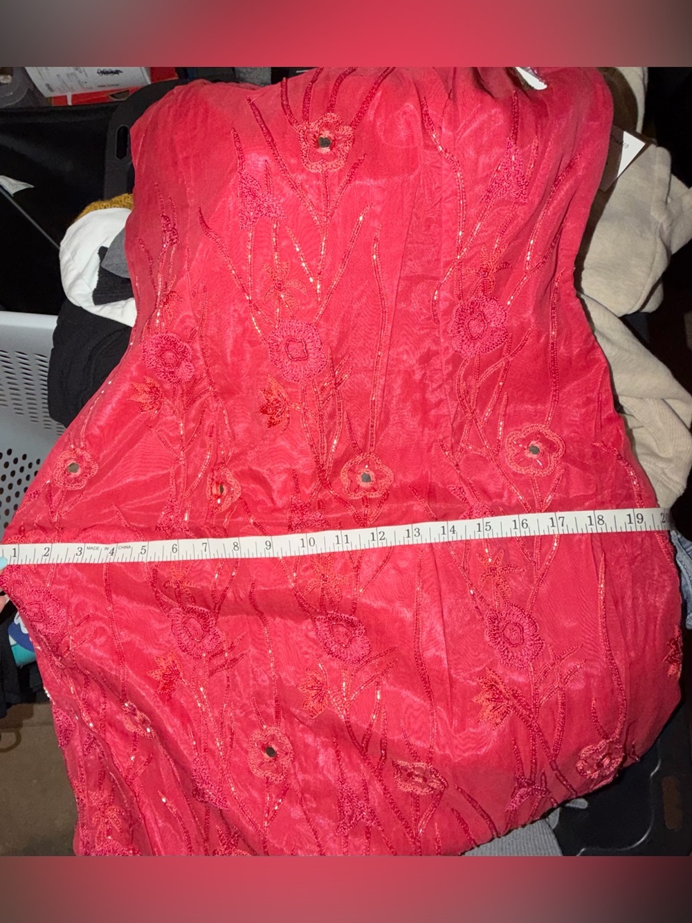 Chaudry Red Spaghetti-Strap Lace Mini Dress - Picture 12 of 13